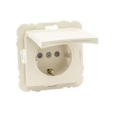 Розетка одинарна з кришкою 2P+Z, ШУКО LOGUS 16А, 250V слонова кістка
