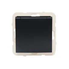 Розетка одинарна з кришкою 2P+Z, ШУКО LOGUS 16А, 250V чорний матовий