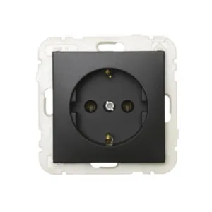 Розетка одинарна 2P+Z, ШУКО LOGUS 16А, 250V чорний матовий
