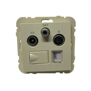 Розетка мультимедійна R-TV-SAT-RJ45 (Cat.6), слонова кістка