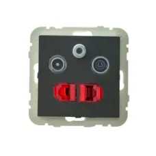 Розетка мультимедійна R-TV-SAT-2xRJ45 (Cat.6) подвійна, чорний матовий