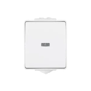 Вимикач 1-кл. зовн. Efapel Waterproof з підсв. LED, 10A/250В, герметичний IP65, білий