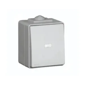 Вимикач 1-кл. зовн. Efapel Waterproof з підсв. LED, 10A/250В, герметичний IP65, сірий