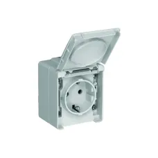 Розетка 1-на з кришк. зовн. 2P+Z ШУКО Efapel Waterproof 16А/250В, герметична IP65, сірий