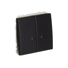 Вимикач 2кл. з підсвіткою Efapel Apolo 10АХ, 250V чорний матовий