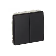 Вимикач 2кл. прохідний Efapel Apolo 10АХ, 250V чорний матовий