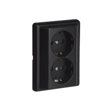 Розетка 2-на ШУКО Efapel Apolo 250V/16A чорний матовий