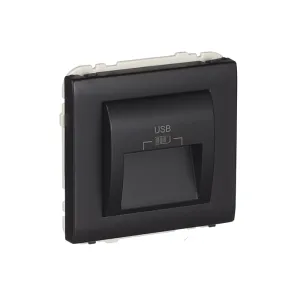 Розетка USB 2-на, зар.пристрій Efapel Apolo, струм 2А, чорний матовий