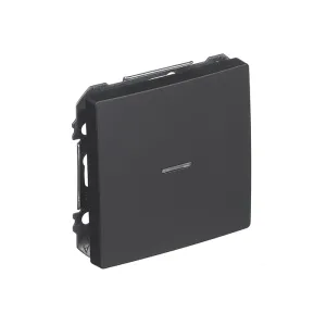 Вимикач 1кл. SIEMENS DELTA Style 16АХ, 250V з LED підсвіткою, чорний коссо