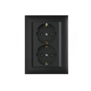 Розетка подвійна ШУКО LOGUS 250V/16A чорний матовий