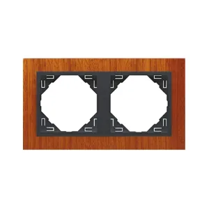 рамка подвійна універсальна LOGUS Махонь з пласт. вставкою графіт