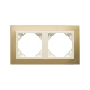 Рамка подвійна універсальна LOGUS Золото з пласт. вставкою перламутр