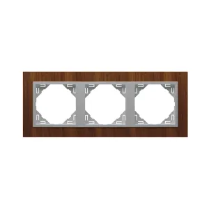 рамка потрійна універсальна LOGUS Горіх з пласт. вставкою алюміній