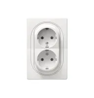 Комплект: механізм розетки 2-на+рамка 1-на 80*80 Aling-Conel EON, білий