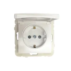 Розетка одинарна з кришкою 2P+Z, ШУКО LOGUS 16А, 250V металік крижаний