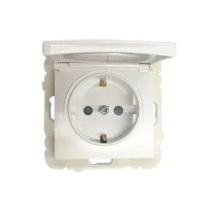 Розетка одинарна з кришкою 2P+Z, ШУКО LOGUS 16А, 250V металік крижаний