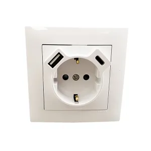 Розетка 2P+E 230V/16A з зар.прист. USB тип A+C Efapel Logus біл.