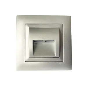 Розетка USB подвійна, зарядний пристрій LOGUS, струм 2А, металік алюмінієвий