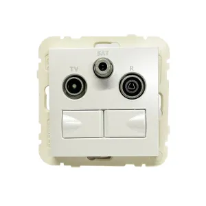 Розетка мультимедійна R-TV-SAT-2xRJ45 (Cat.6) подвійна, металік крижаний