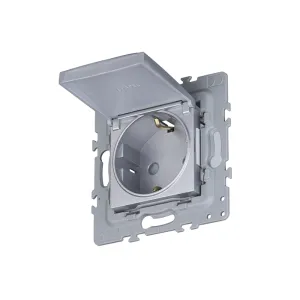 Розетка 1-на з кришк. з з/к, ШУКО EFAPEL Latina 16А, 250V, алюміній