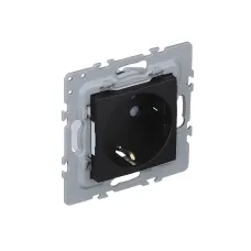 Розетка 1-на з з/к, ШУКО EFAPEL Latina 16А, 250V, чорний матовий
