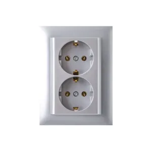 Розетка подвійна ШУКО LOGUS 250V/16A металік алюмінієвий