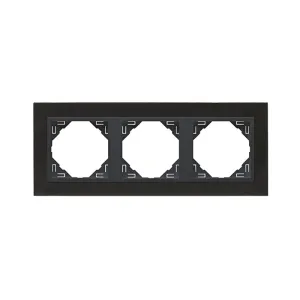 Рамка потрійна універсальна LOGUS Нікель з пласт. вставкою графіт