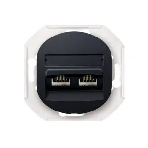Механізм розетка 2-на комп'ют. 2*RJ45 Cat5e, UTP, Aling-Conel EON, чорний матовий