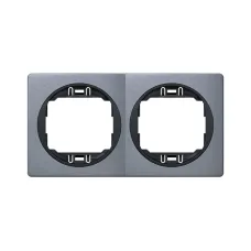 Рамка 2-на гориз. Aling-Conel EON, античне срібло-чорний