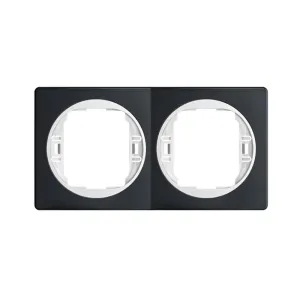 Рамка 2-на вертик. Aling-Conel EON, чорний глянець-білий