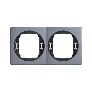 Рамка 2-на вертик. Aling-Conel EON, античне срібло-чорний