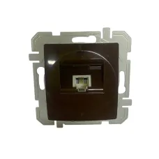Розетка телеф. RJ11 6/4 ТЕМ EKONOMIK без рамки, шоколад