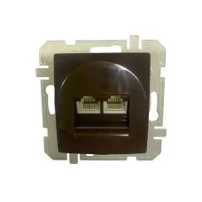 Розетка подвійна комп'ютерна, 2*RJ45 8/8 ТЕМ EKONOMIK без рамки, шоколад