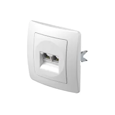Розетка подвійна комп'ютерна, RJ45 ТЕМ EKONOMIK без рамки, біла