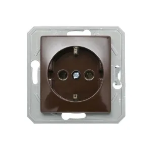 Розетка одинарн. з з/к 250V/16A ТЕМ EKONOMIK без рамки, шоколад