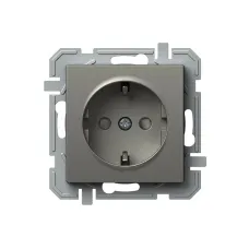Розетка одинарн. з з/к, з шторками, 250V/16A TEM LOGIQ, титан