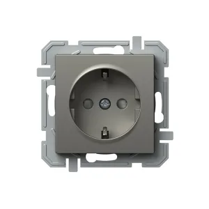 Розетка одинарн. з з/к, з шторками, 250V/16A TEM LOGIQ, титан