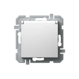 Розетка з кришкою, з з/к, з шторками, 250V/16A TEM LOGIQ, біла