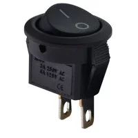 Перемикач 1 клав. круглий чорний KCD5-2-101 B/B