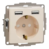 Розетка з заземленням + 2 USB тип А Бежевий Sedna Design Schneider Electric SDD112052