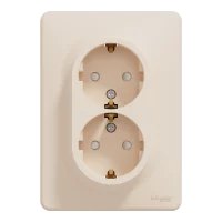 Подвійна розетка 2P+E з заземляючим контактом, Бежевий Sedna Design Schneider Electric SDD312221