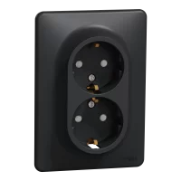 Подвійна розетка 2P+E з заземляючим контактом, Чорний Sedna Design Schneider Electric SDD314221
