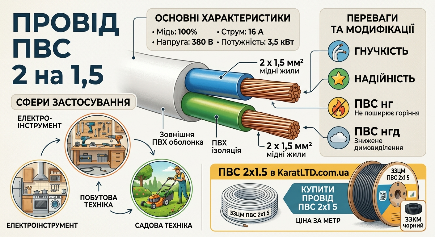 купити ПВС 2х1.5 в KaratLTD