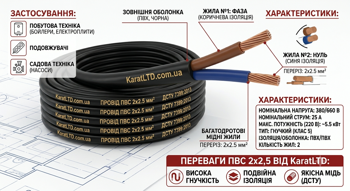 купити ПВС 2х2.5 в KaratLTD