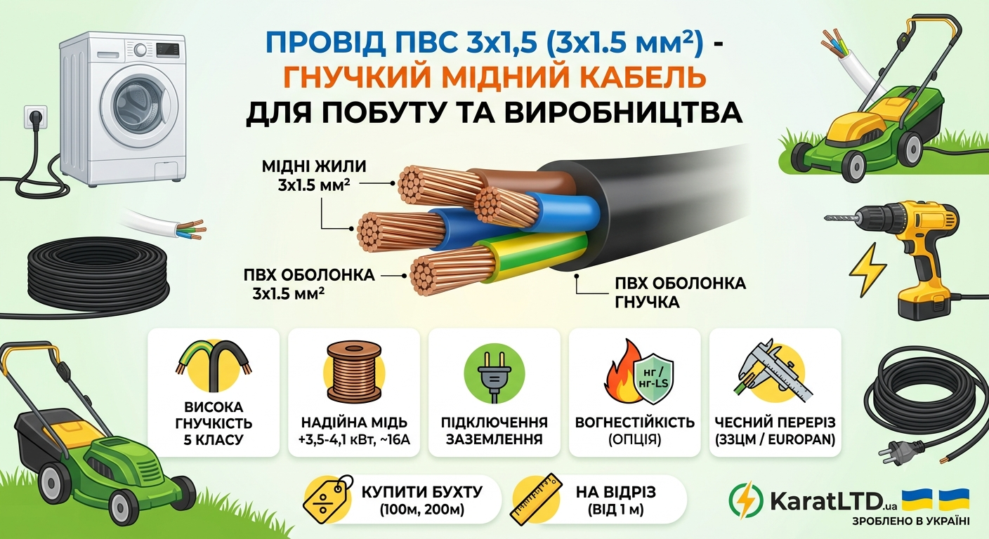 купити ПВС 3х1.5 в KaratLTD